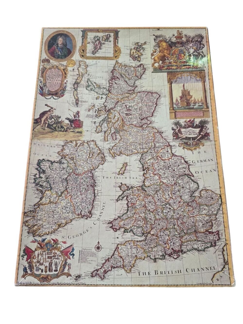 Vintage Past Times 1715 British Isles 1000pc Jigsaw Puzzle - Open Box Complete